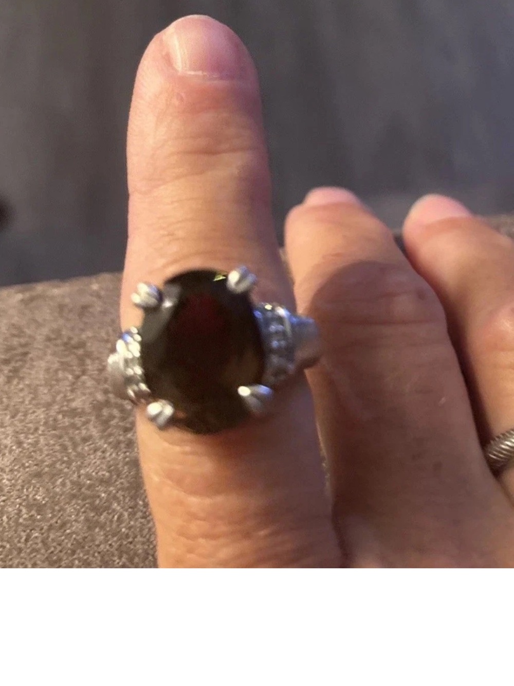 Judith Ripka Sterling silver smoky quartz Cz ring Sz 7.5-8
